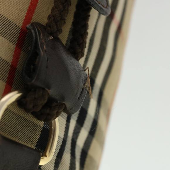 BURBERRYSs Nova Check Shoulder Bag Nylon Leather Beige Auth 44757 - Picture 9 of 16